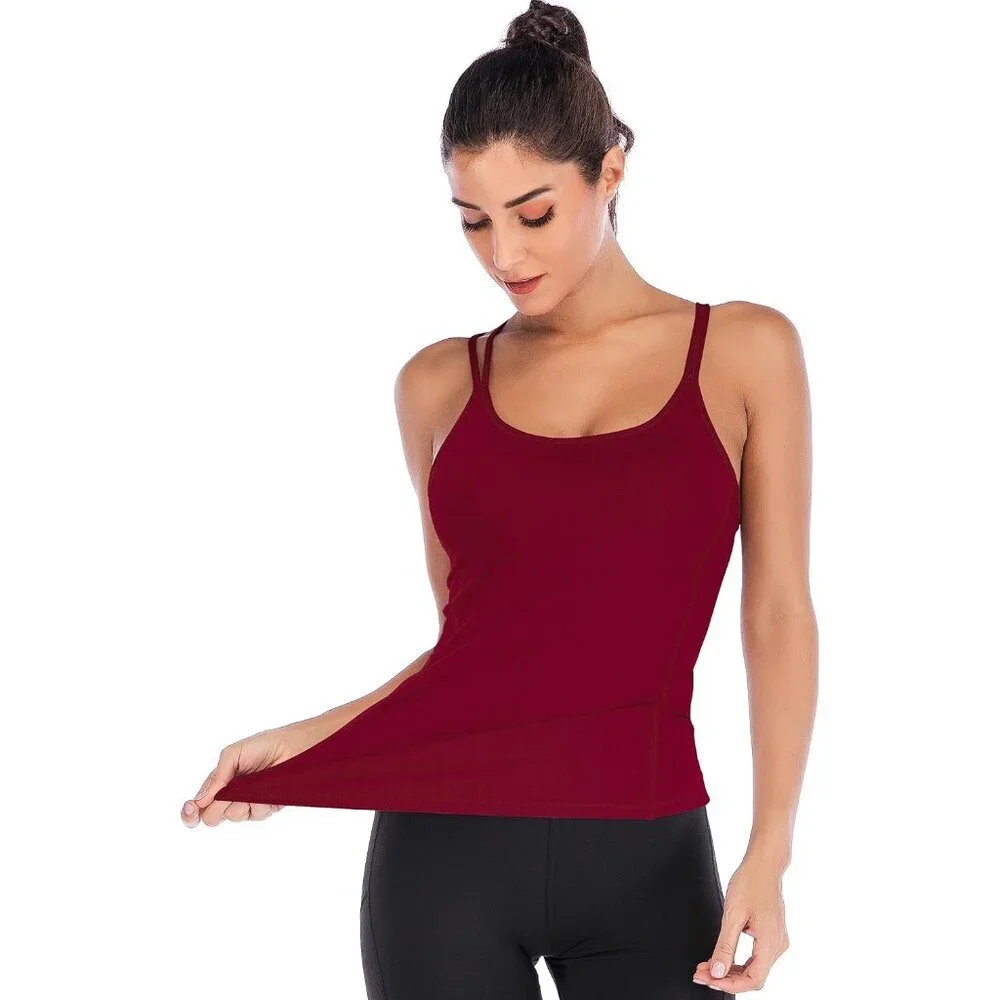 Yoga Tank Top Women Activewear Built-in Shelf Bra Strappy Back Medium - Picture 5 of 7